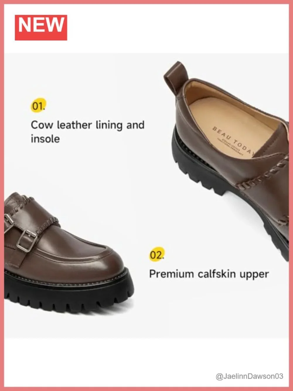 Genuine Leather Platform Monk Strap Loafers Woven Women's Shoes